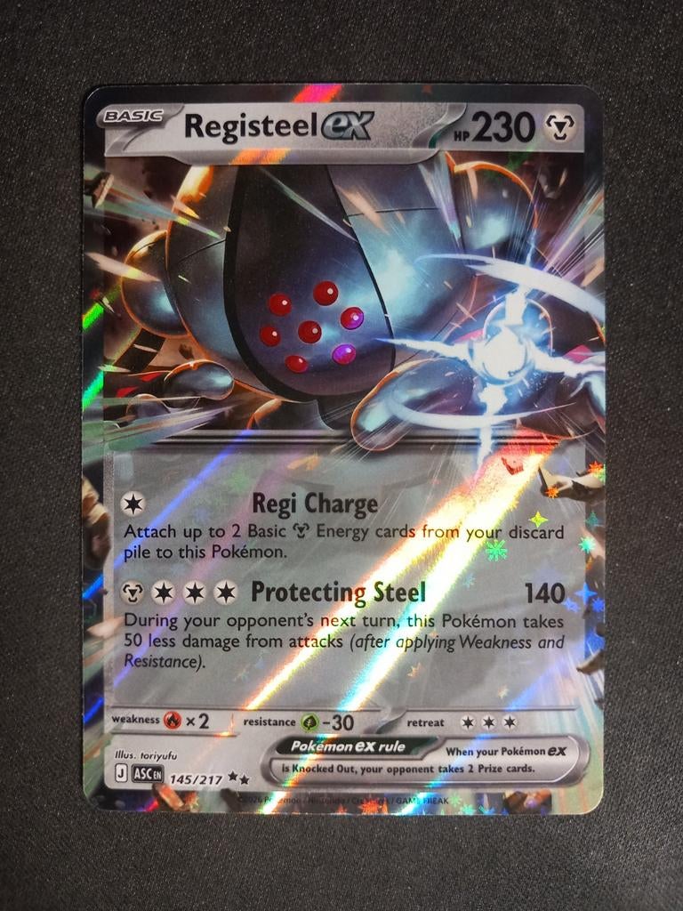 Pokemon Registeel ex 145/217 Ascended Heroes Ultra Rare NM, Ophalen of Verzenden, Zo goed als nieuw, Losse kaart, Foil