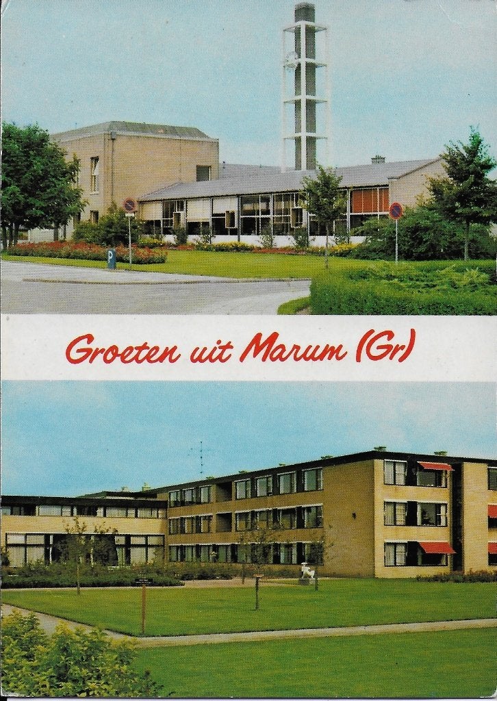 B39 ongelopen ansichtkaart marum groningen, Ophalen of Verzenden, 1960 tot 1980, Gelopen, Groningen