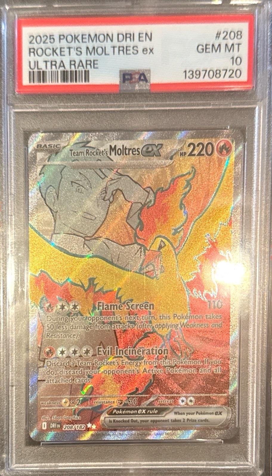 Team Rocket's Moltres ex 208/182 psa 10, Ophalen of Verzenden, Nieuw, Losse kaart