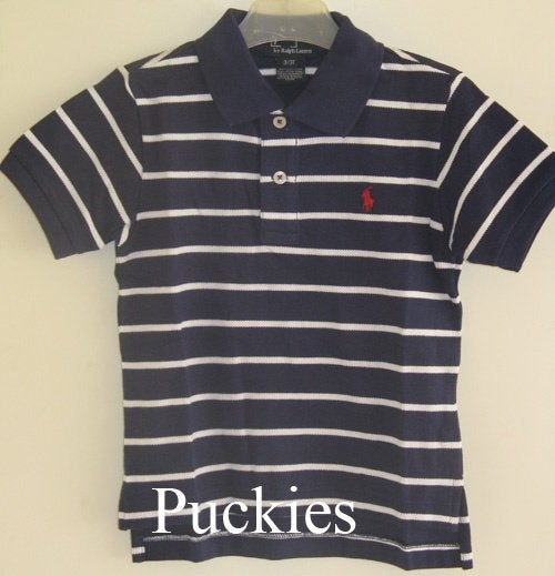 Maat 122 Blauw/wit gestreepte Ralph LAUREN polo *NIEUW*, Nieuw, Ophalen of Verzenden, Shirt of Longsleeve, Jongen