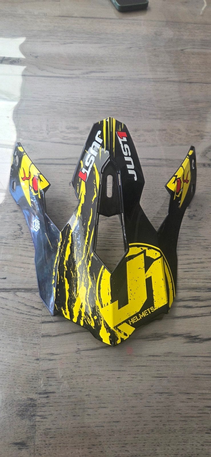 Just1 helm klep - Zwart/Geel, Motoren, Ophalen of Verzenden, Tweedehands, Offroadhelm, Overige merken