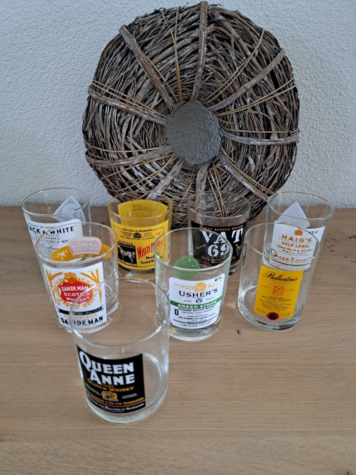 Set van 8 vintage whiskyglazen - diverse merken, Ophalen of Verzenden, Gebruikt