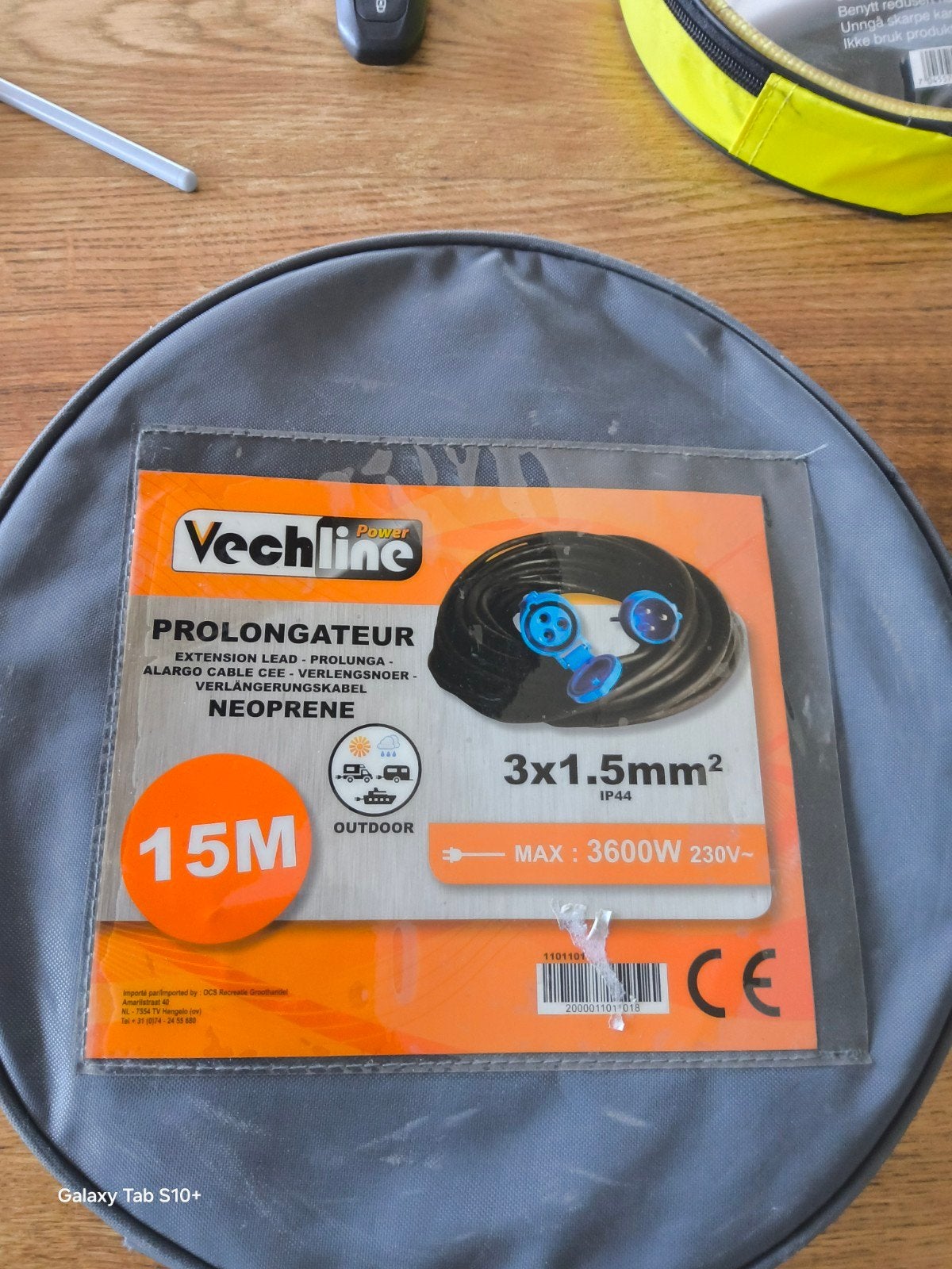Vechline Verlengsnoer Neopreen 15M - Outdoor CEE Kabel, Ophalen, Zo goed als nieuw