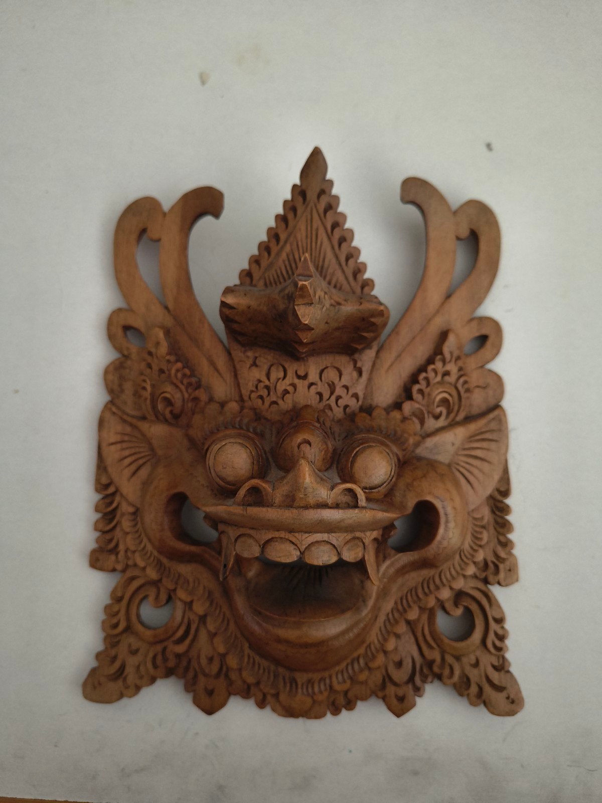 Prachtig Balinees Barong Masker – Handgesneden Hout (16x20 c, Ophalen