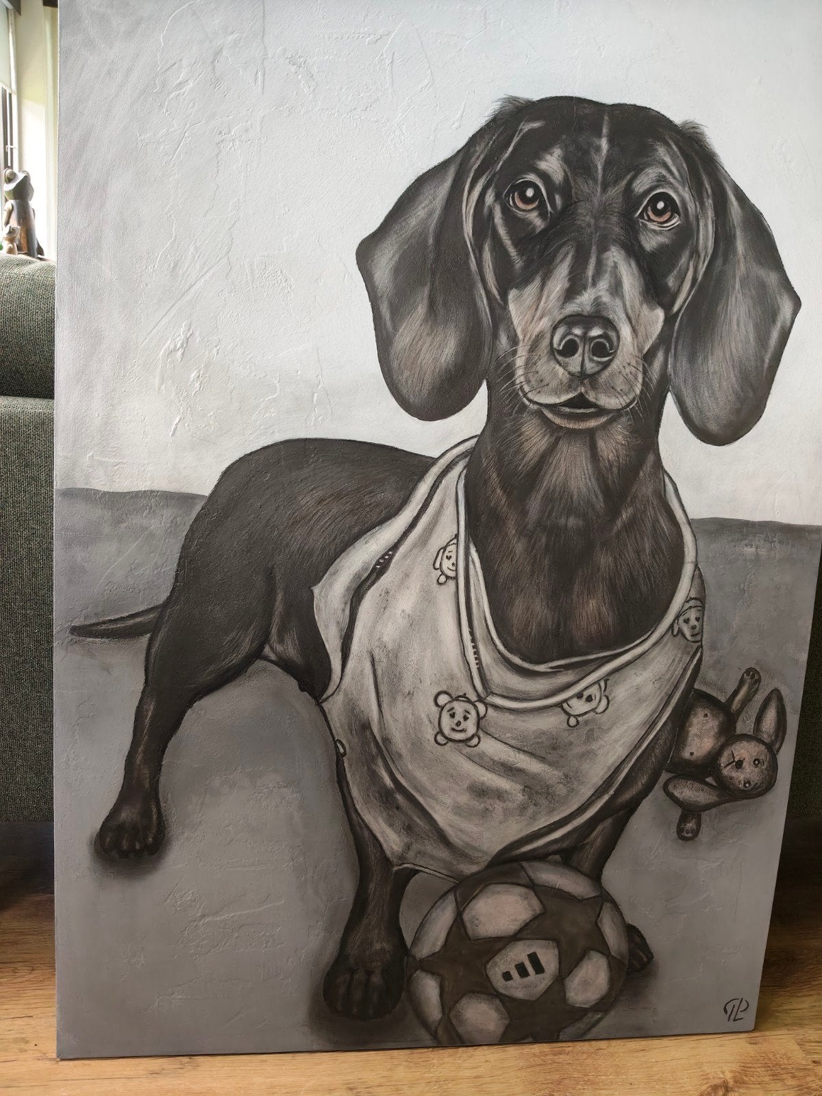 SPELENDE TECKEL Graphite Pencil Art, Nieuw, Groot van Maker., Ophalen, Nieuw, 100 tot 125 cm, 75 – 100