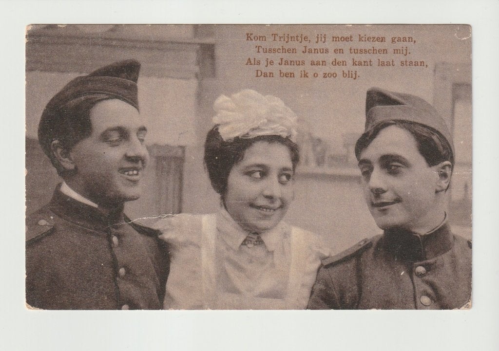 Kom Trijntje * humor militair soldaat leger wo1 ww1, Verzamelen, Ophalen of Verzenden, Voor 1920, Gelopen, Overige thema's