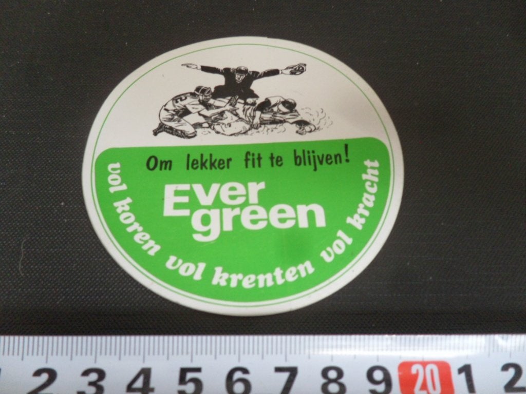sticker EVERGREEN vol koren krenten kracht strip honkbal *, Ophalen of Verzenden, Zo goed als nieuw