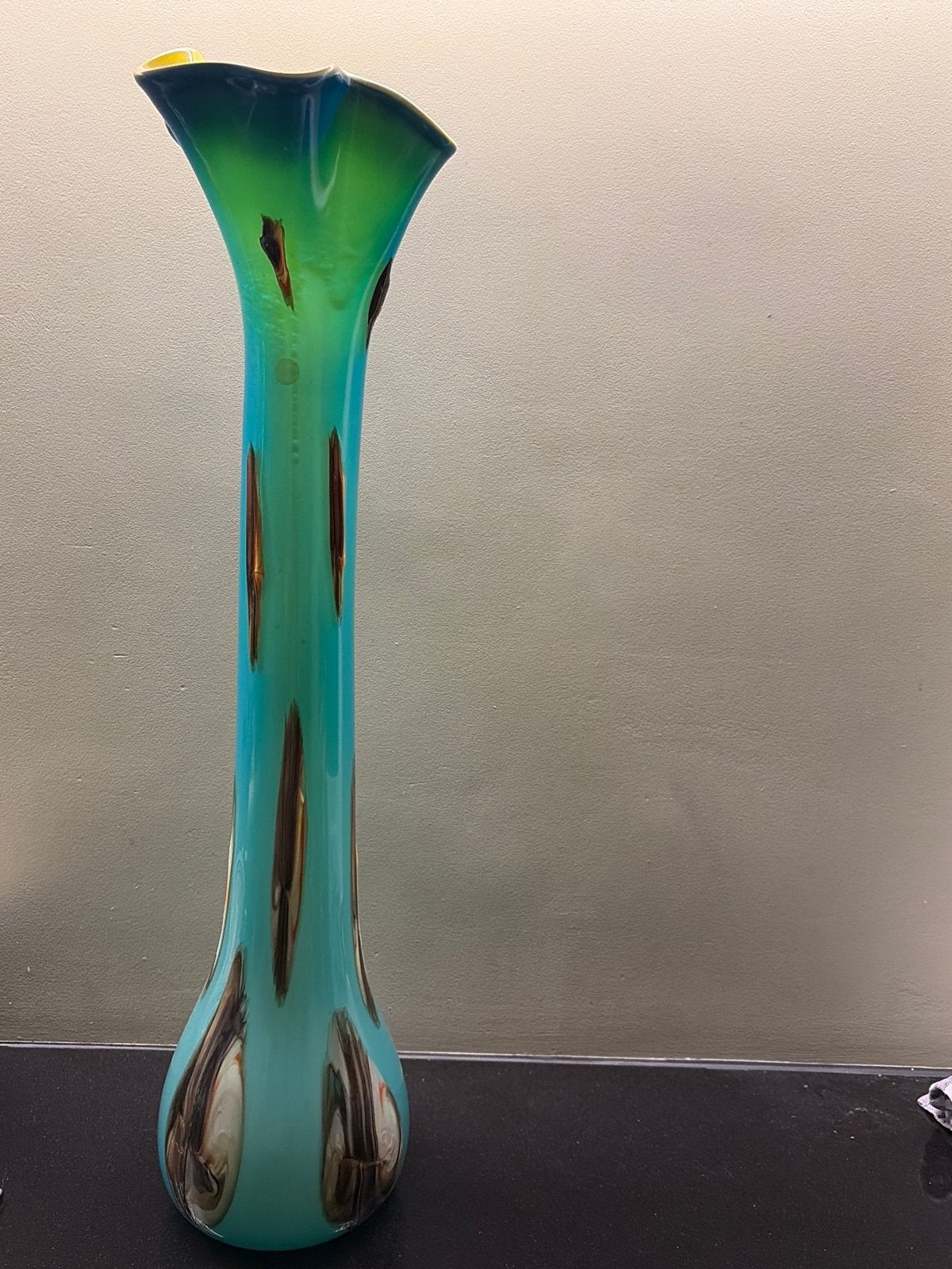 Goldan Talast vaas, groen/blauw met geel, Ophalen
