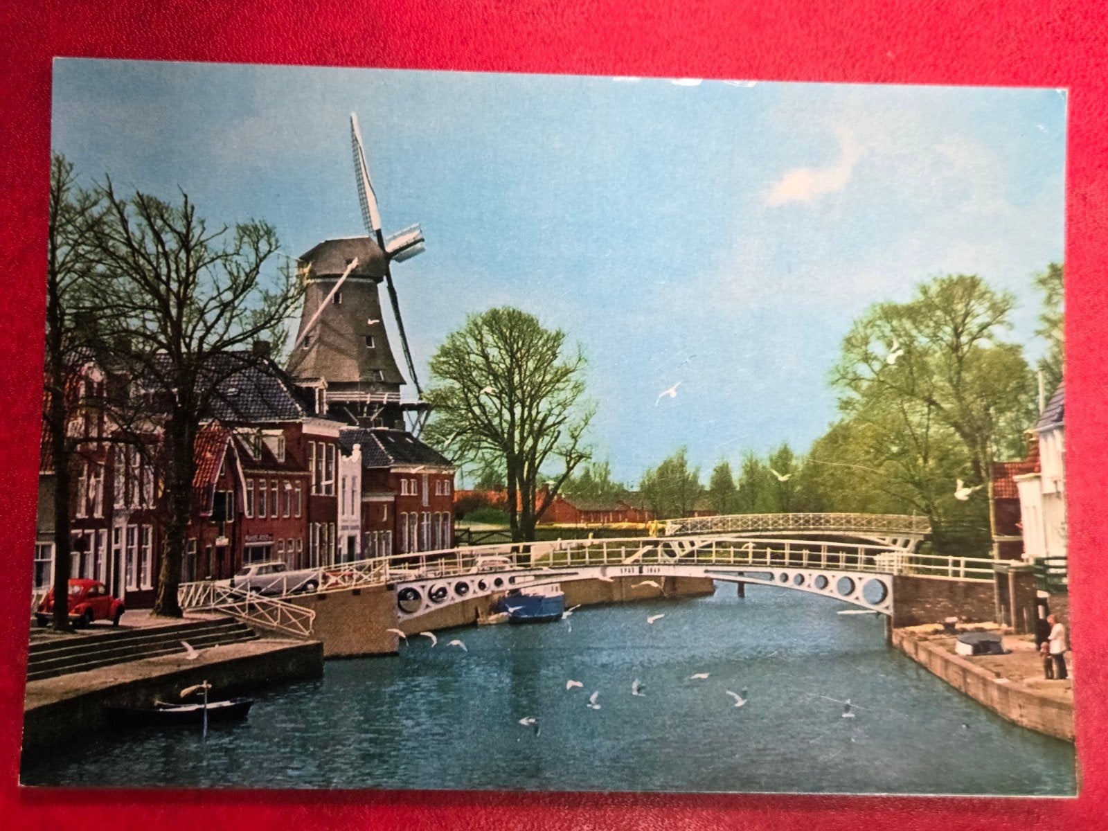 Dokkum Kleindiep met Bontebrug en Molen, Ophalen of Verzenden