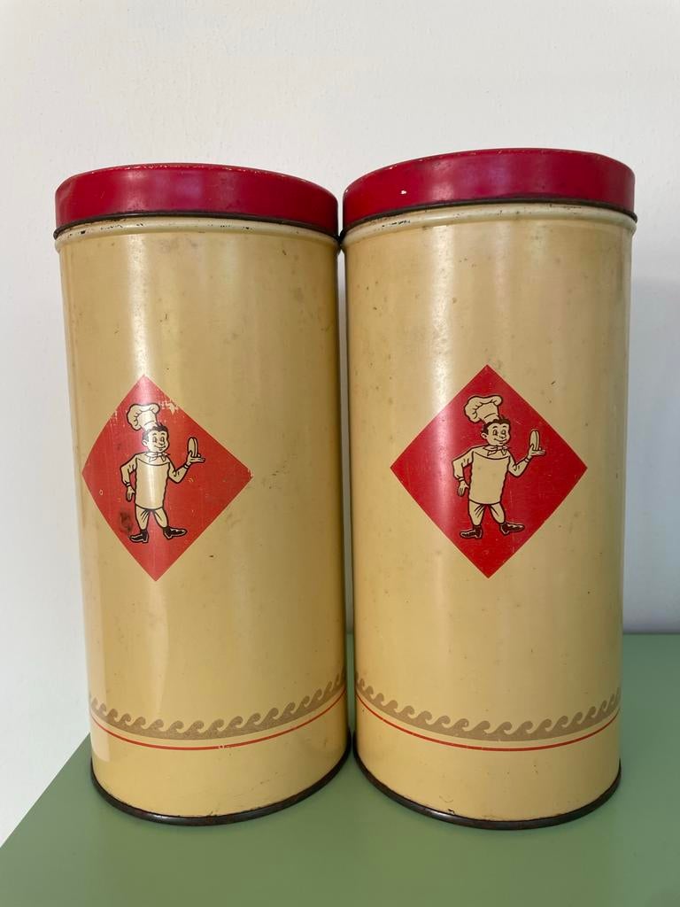 Twee Vintage Beschuitblikken, Ophalen of Verzenden, Gebruikt, Beschuit, Overige merken