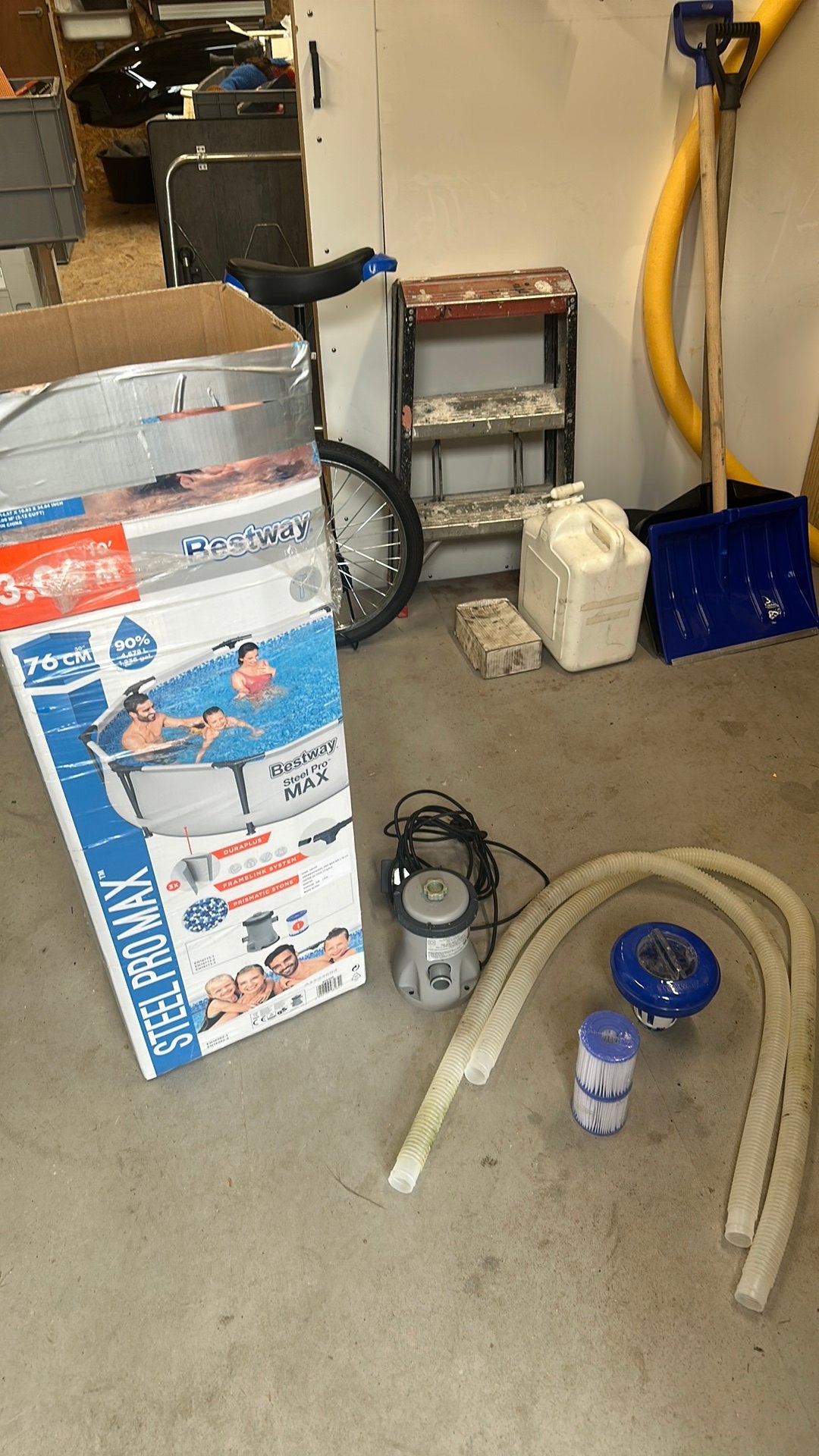 Zwembad rond 3 meter, stalen frame, Tuin en Terras, Ophalen, Zo goed als nieuw, Filter