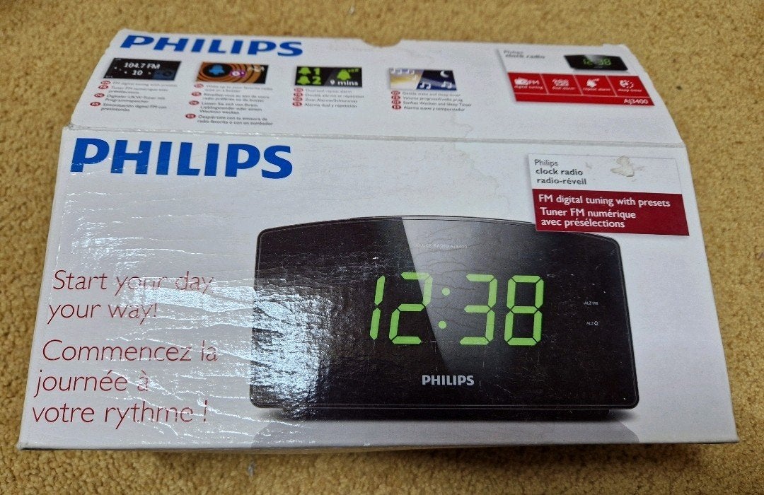 Philips AJ3400 Wekkerradio met Digitale FM-Tuner, Witgoed en Apparatuur, Wekkers, Zo goed als nieuw, Digitaal, Ophalen of Verzenden