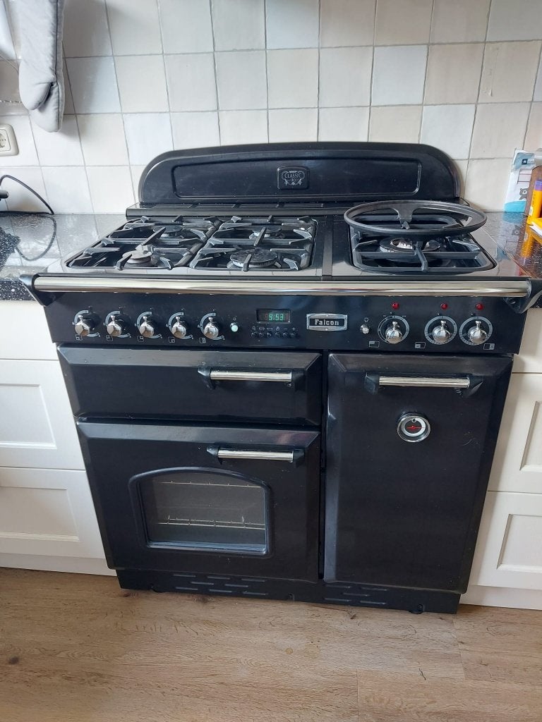 Falcon Classic Toledo 90 FSD Fornuis Zwart Gas/Elektrisch, Ophalen, Gebruikt, Gas, 90 tot 95 cm