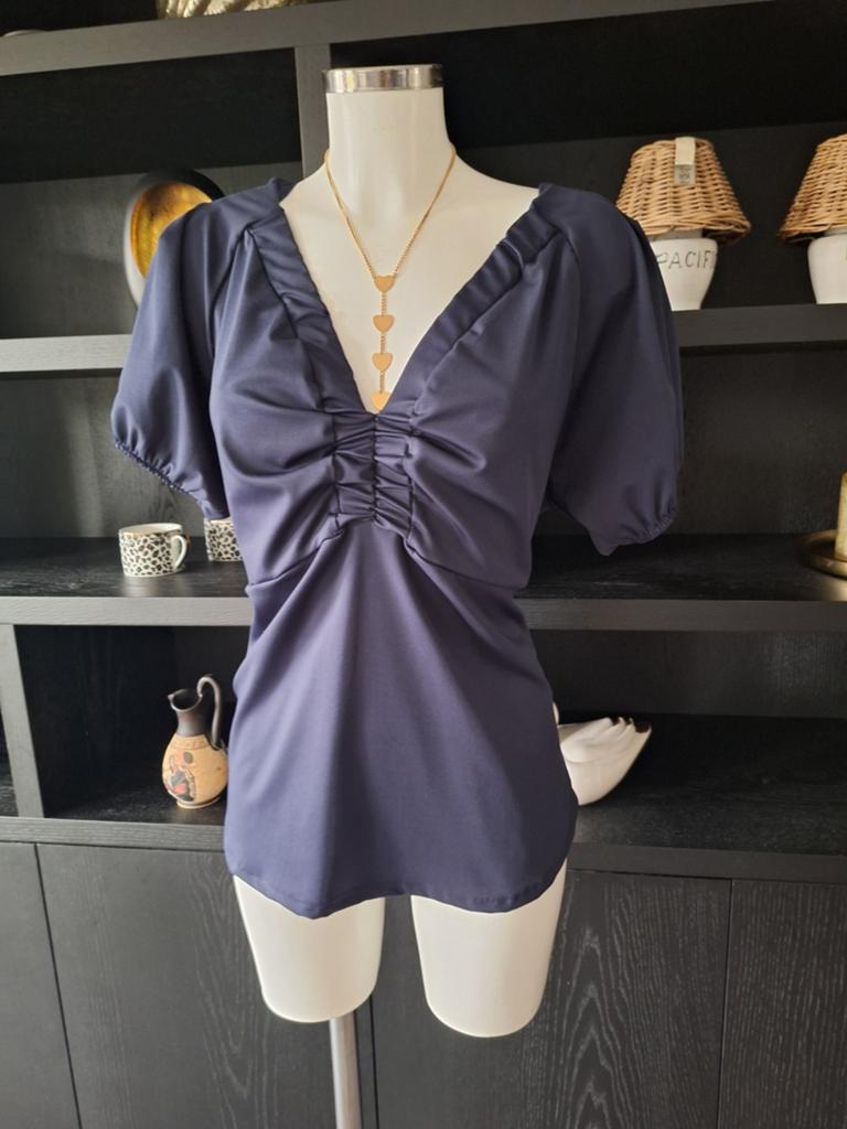 Nieuwe top travelstof M / L. 38 40, Maat 38/40 (M), Blauw, Nieuw, Ophalen of Verzenden