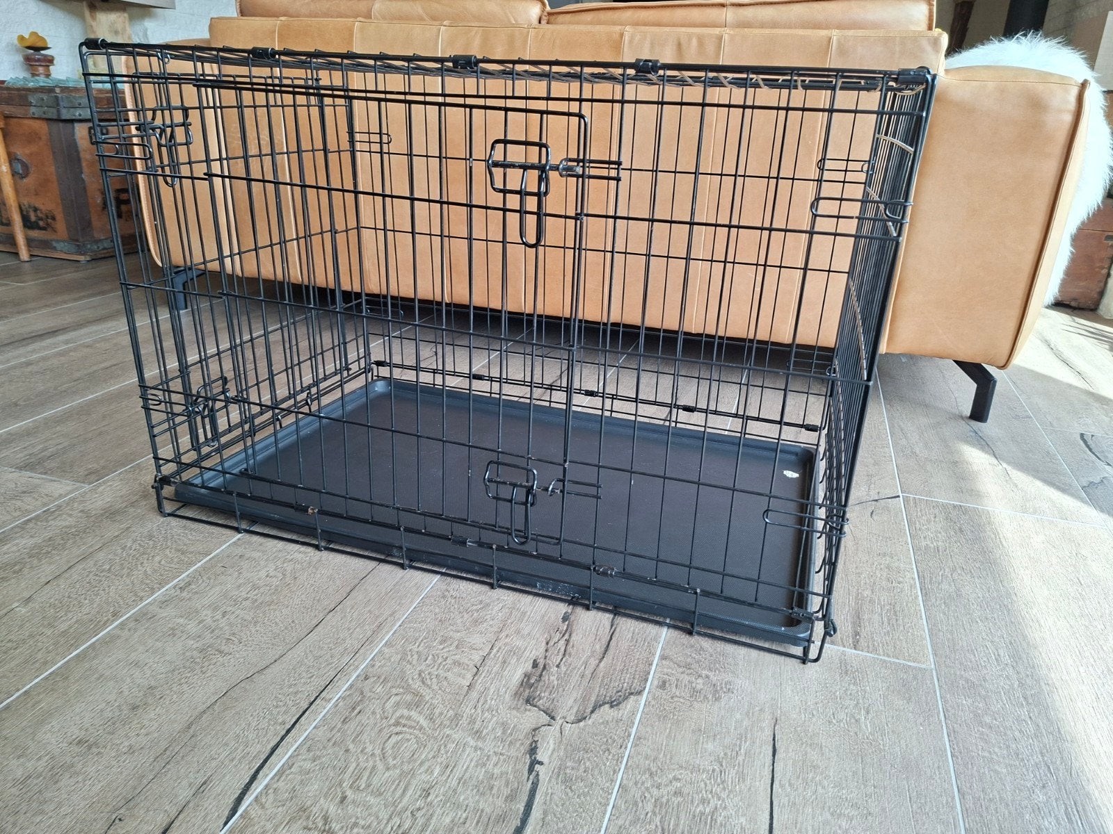 Zwarte draad bench, Dieren en Toebehoren, Hondenbenches, Ophalen, Zo goed als nieuw