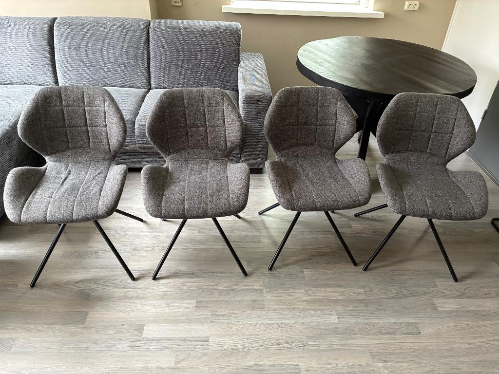 Grijze eetkamerstoelen, Huis en Inrichting, Stoelen, Ophalen, Gebruikt, Grijs, Vier