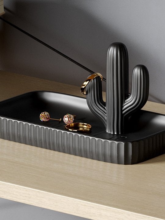 Sleutelbakje / Sieradenhouder in cactus design, Zwart, Overige materialen, Nieuw, Ophalen of Verzenden