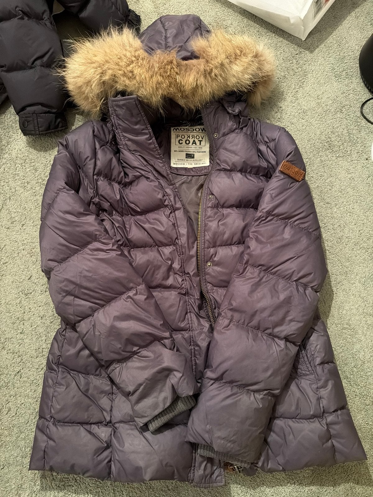 Mosscow winterjas met bontkraag, Kleding | Dames, Ophalen of Verzenden, Gedragen, Maat 38/40 (M), Grijs