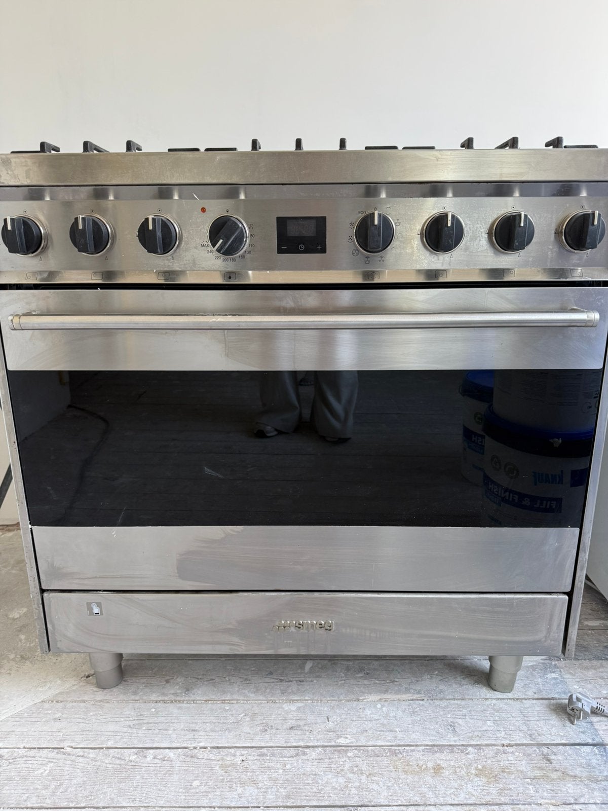 SMEG 6pits gasfornuis + oven RVS, Ophalen, 60 cm of meer, Zo goed als nieuw, Gas