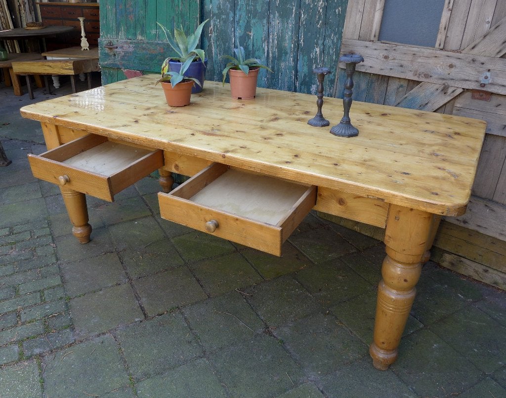 Prachtige landelijke grenen eettafel 200 bij 100 cm, Ophalen, Landelijk rustiek, Onbekend, 200 cm of meer