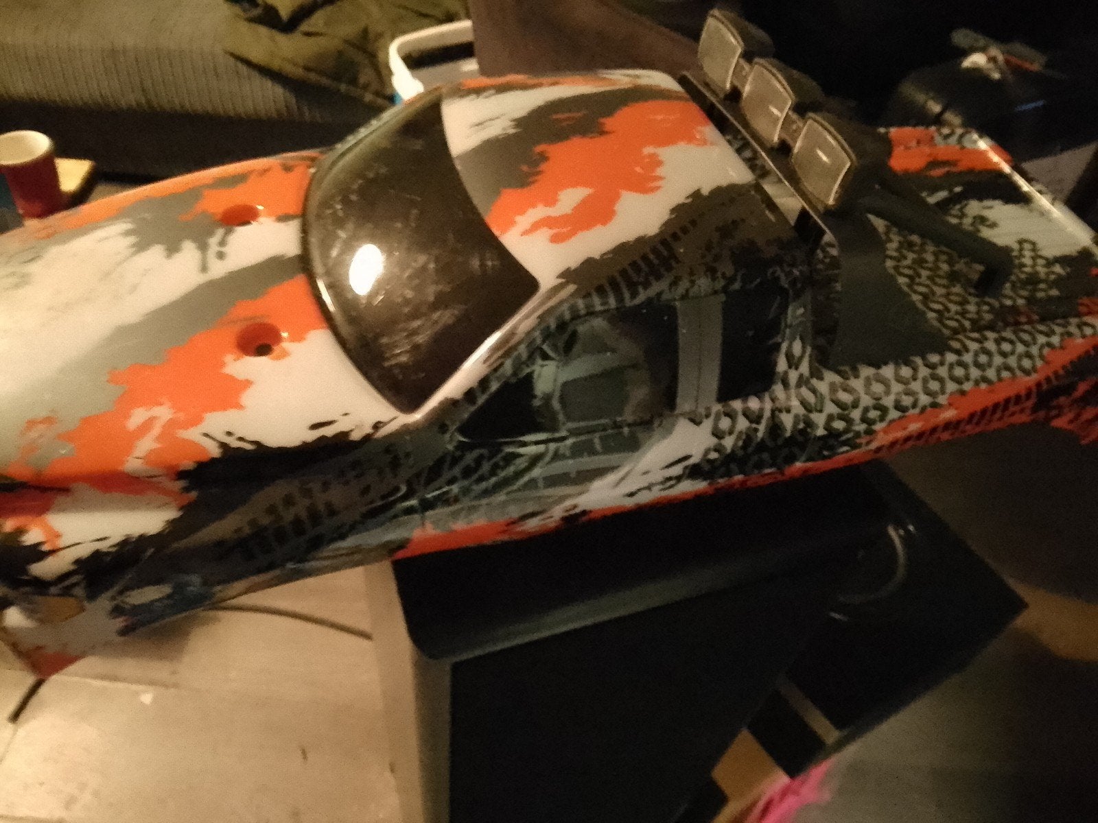 RC Offroad Auto Carrosserie - Oranje/Zwart/Wit Design, Ophalen, Gebruikt, Overige typen, Schaal 1:10