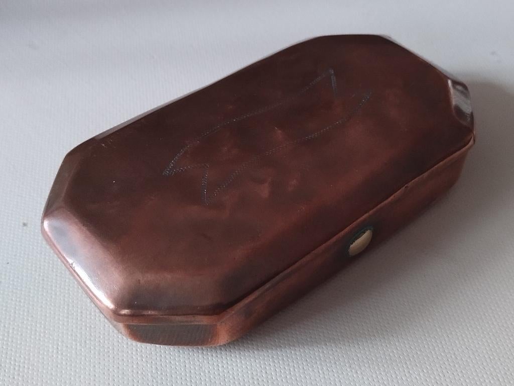 oude tabaksdoos, roodkoper, zware uitvoering (ca. 145 gram), Antiek en Kunst, Antiek | Koper en Brons, Koper, Ophalen of Verzenden