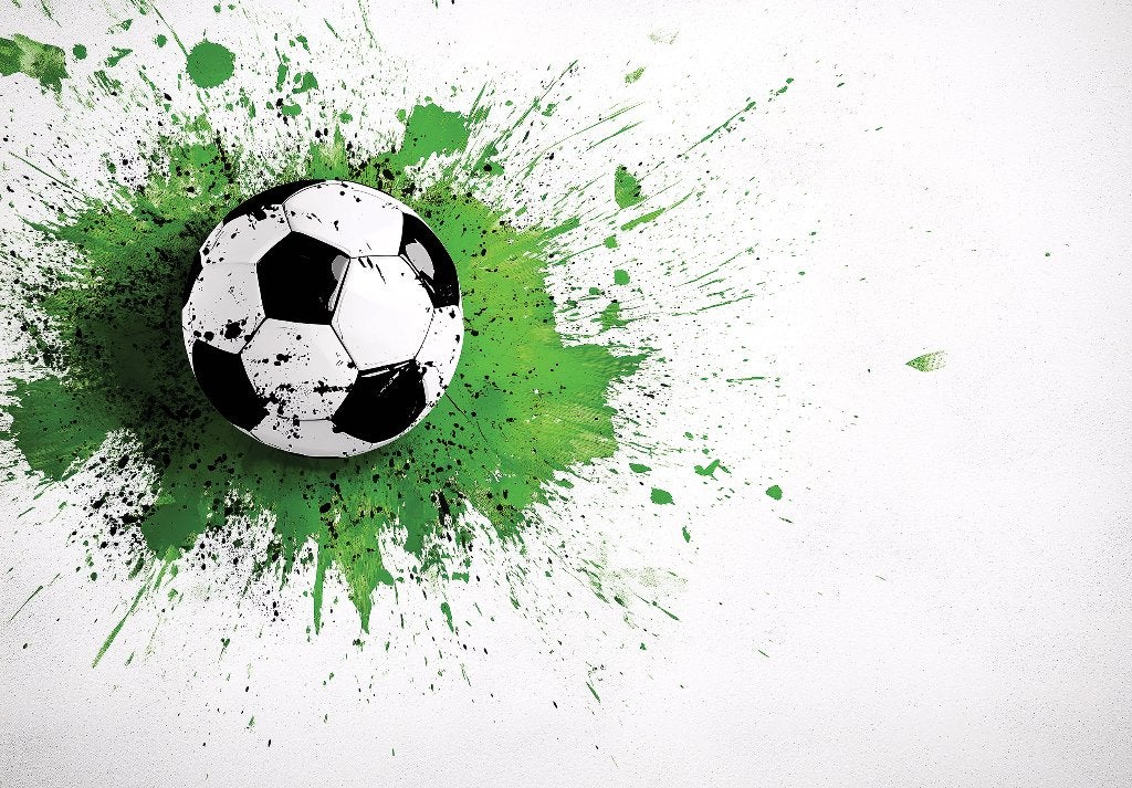 Voetbal op muur fotobehang Groen Wit, Voetbalkamer, Op maat, Verzenden, Fotobehang, Groen