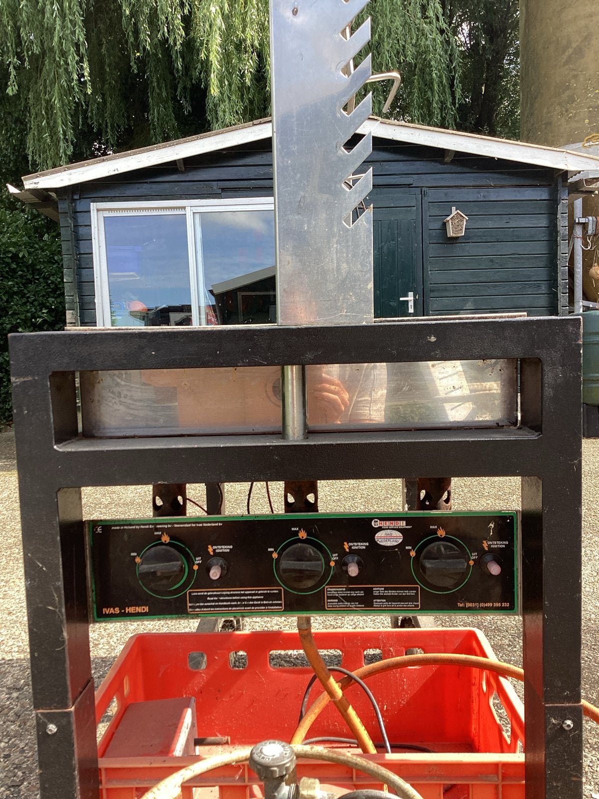 Professionele Hendi BBQ met spit en gasfles, Ophalen of Verzenden, Gebruikt