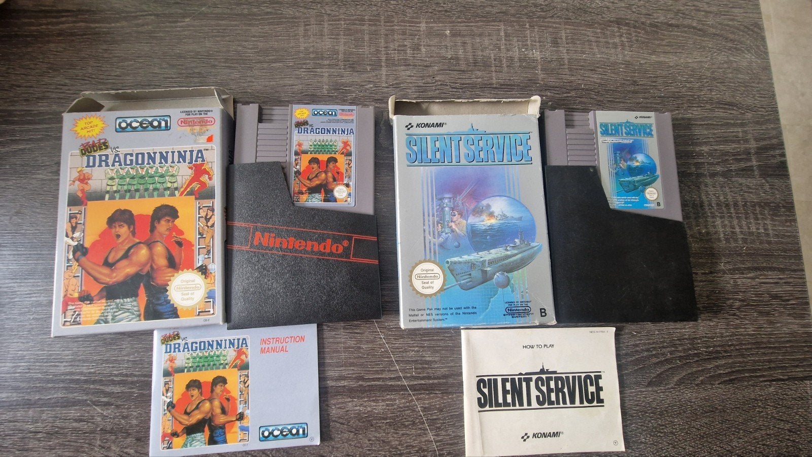 NES Games: Dragon Ninja & Silent Service (CIB), Spelcomputers en Games, Ophalen of Verzenden, Gebruikt, Avontuur en Actie