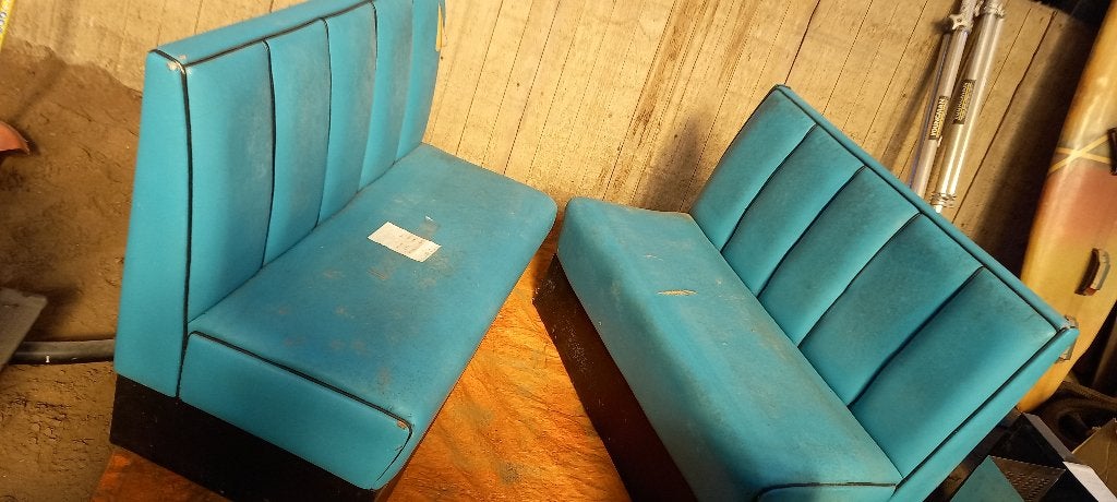 Vintage Diner Banken - Turquoise (2 stuks), Ophalen, Gebruikt, Twee, Overige kleuren