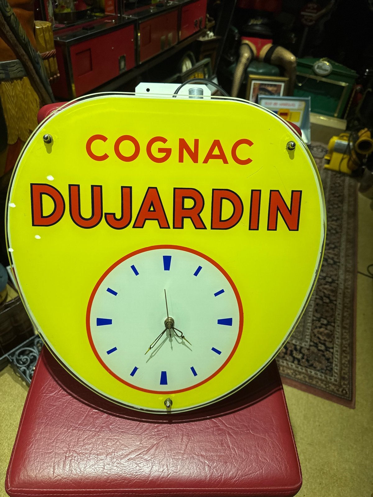 Vintage Cognac Dujardin Lichtbak met Klok - Werkend, Antiek en Kunst, Ophalen