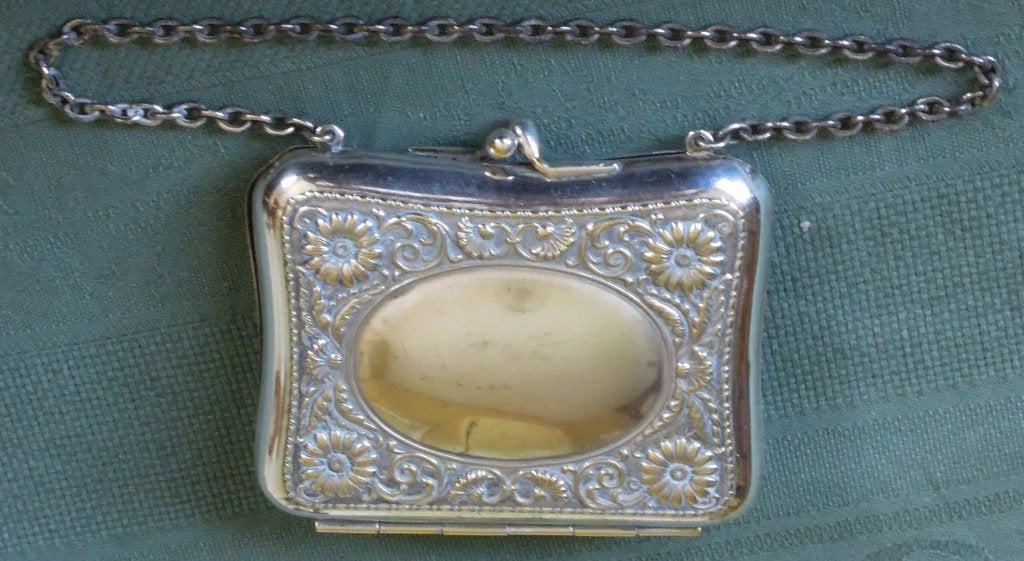 Nr G167: Antiek verzilverd Engels tasje (purse), Ophalen of Verzenden, Zilver