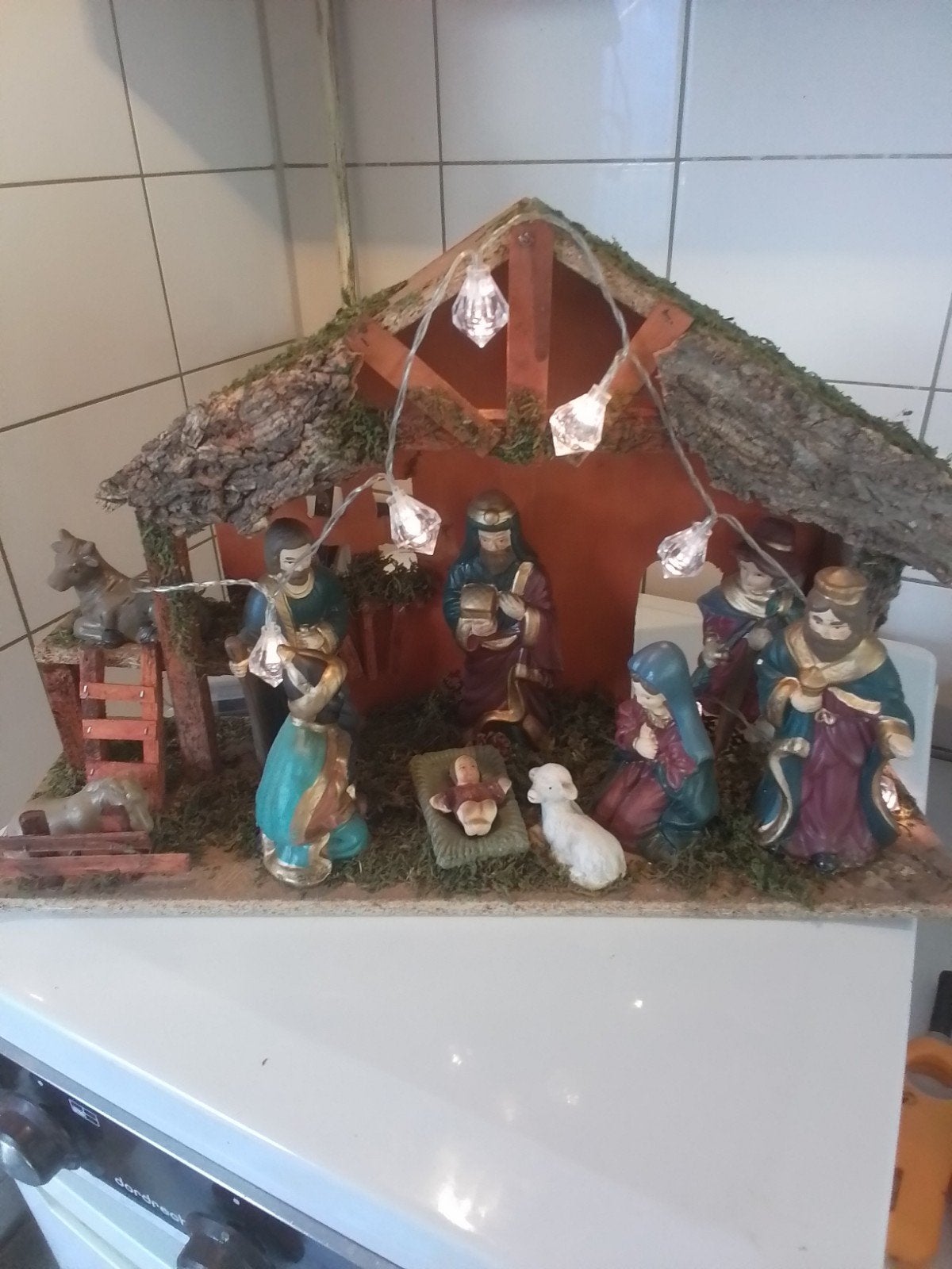 Kerststal met verlichting, Ophalen of Verzenden