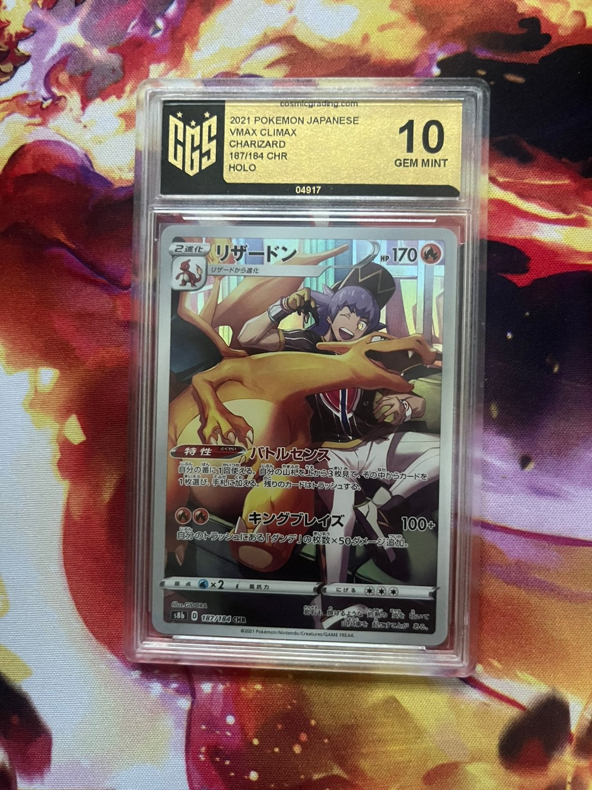 Charizard #187 Graded 10 japans, Ophalen of Verzenden, Zo goed als nieuw