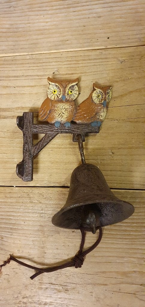 DEURBEL / 2 UILEN / GIETIJZER, Tuin en Terras, Tuinwanddecoratie, Huis en tuin decoratie Marie, Nieuw, Info@huisentuindecoratiemarie.nl