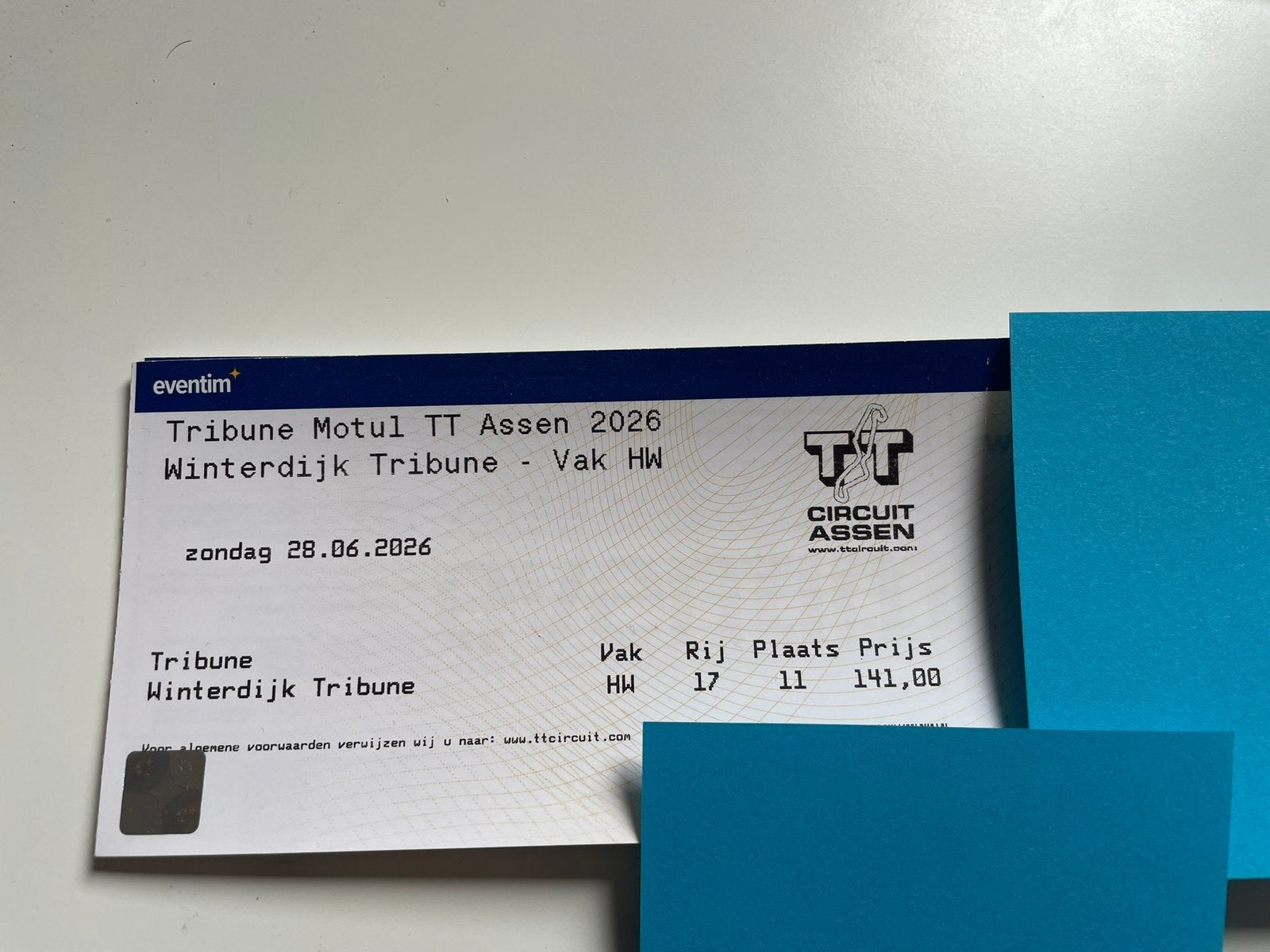 Kaartje zondag Winterdijk tribune Dutch TT 2026, Eén persoon