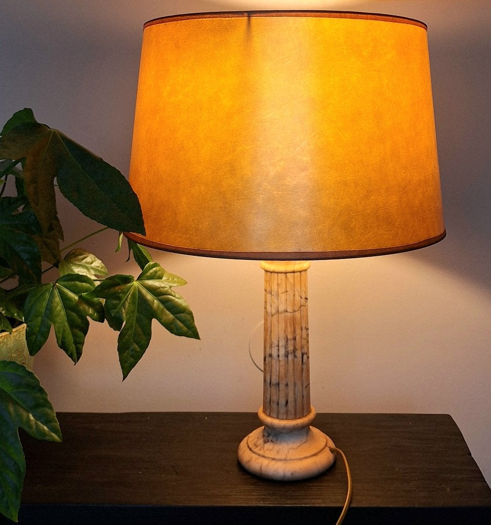 Vintage Schemerlamp op marmeren voet, Huis en Inrichting, Ophalen, Met schakelaar, Gebruikt, Vintage