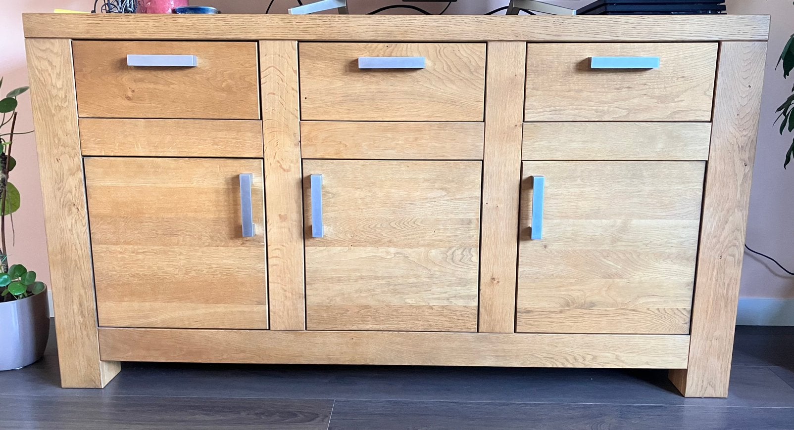Zwaar eiken dressoir, Met deur(en), 150 tot 200 cm, Eikenhout, Ophalen of Verzenden