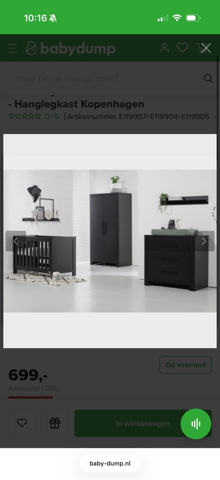 Zwarte baby dump babykamer, Kinderen en Baby's, Ophalen, Zo goed als nieuw, Jongetje of Meisje