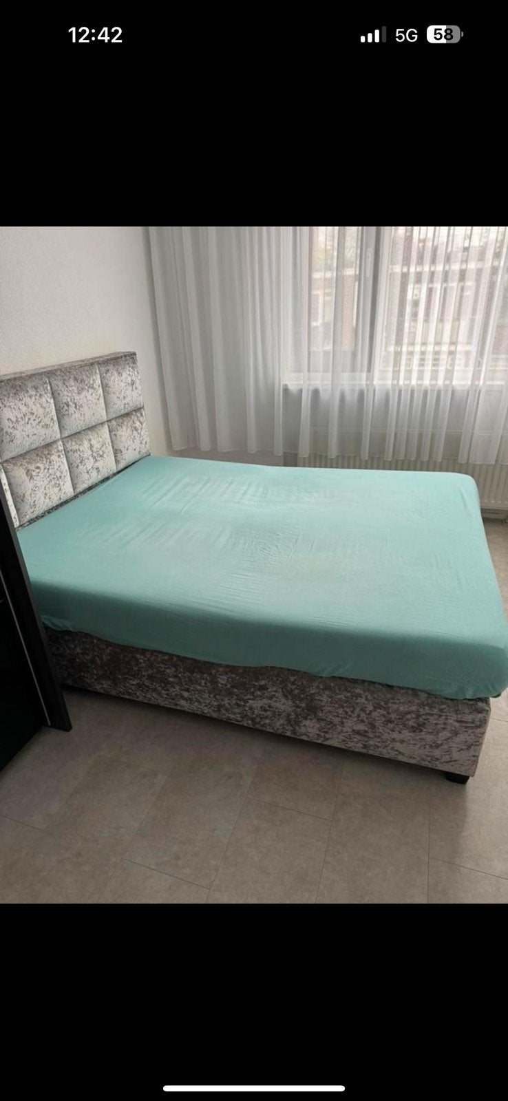 Boxspring zeer goede staat, Ophalen, Tweepersoons, Zo goed als nieuw, Stof