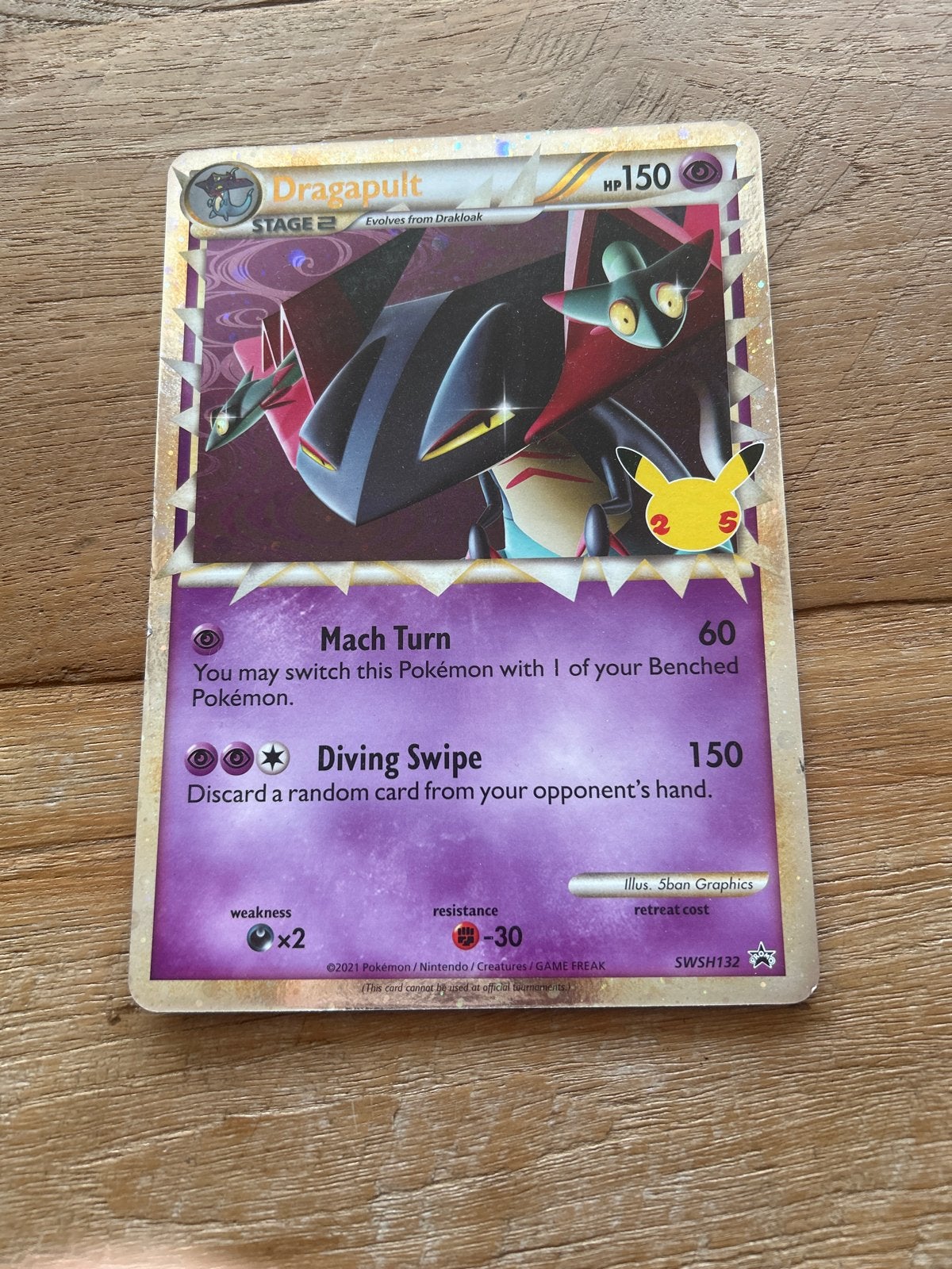 Pokémon Dragapult SWSH132 Celebrations grote Kaart, Ophalen of Verzenden, Zo goed als nieuw, Losse kaart
