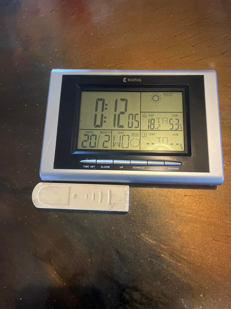 König Weerstation met Buitensensor, Audio, Tv en Foto, Weerstations en Barometers, Ophalen of Verzenden, Gebruikt, Weerstation