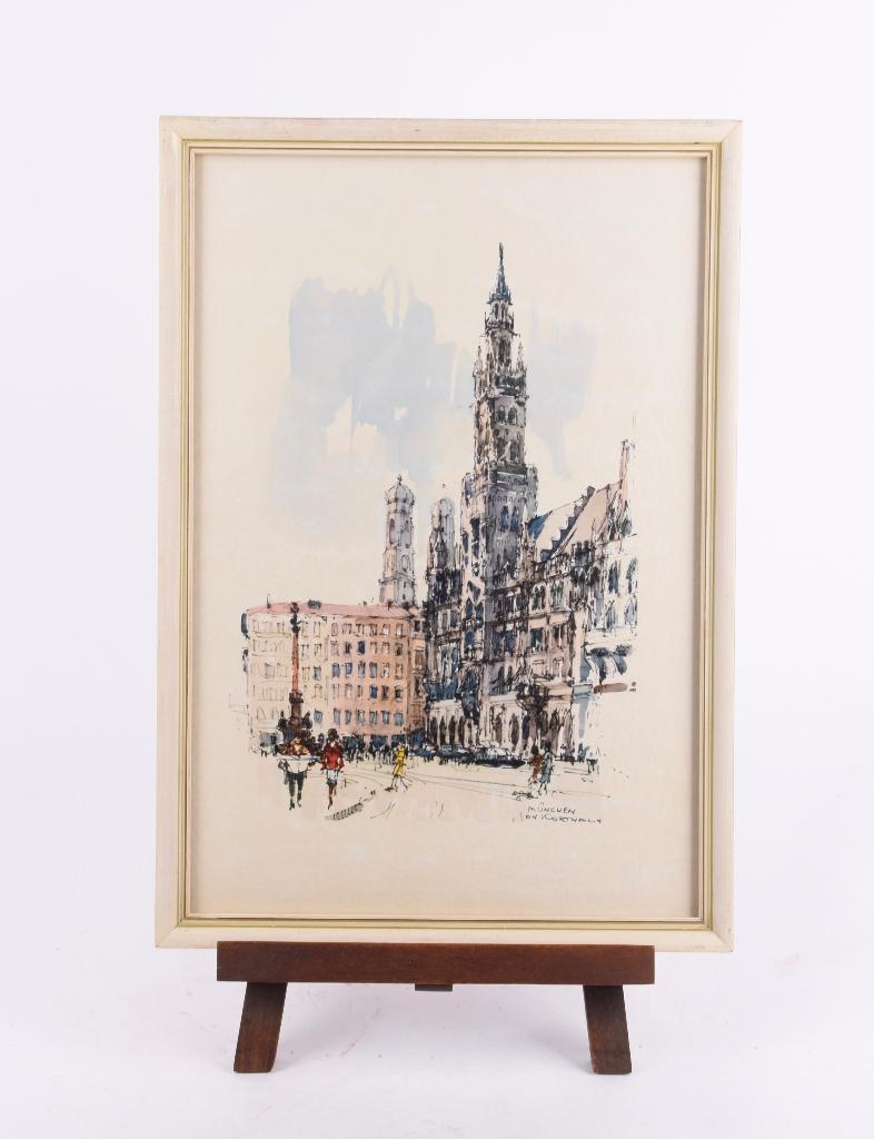 Jan Korthals (1916-1972) – “München”, Antiek en Kunst, Kunst | Tekeningen en Foto's, Ophalen of Verzenden