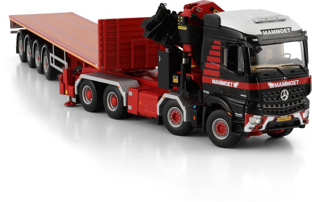 Mammoet MB Arocs 8X4 + Palfinger kraan + 4 assige flatbed, Hobby en Vrije tijd, Modelauto's | 1:50, Ophalen of Verzenden, Nieuw