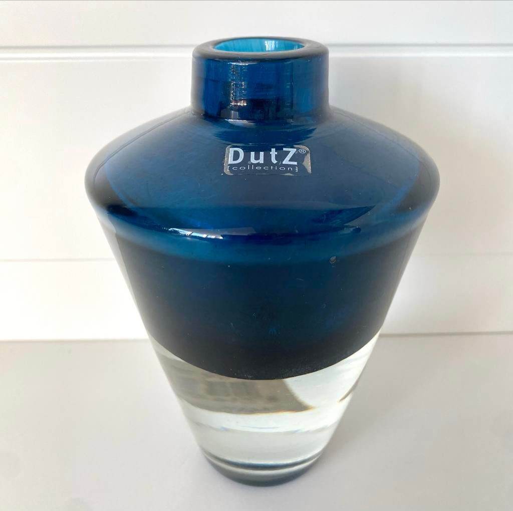 Blauwe Dutz Collection Vaas van Glas, Blauw, Ophalen of Verzenden, Minder dan 50 cm, Glas