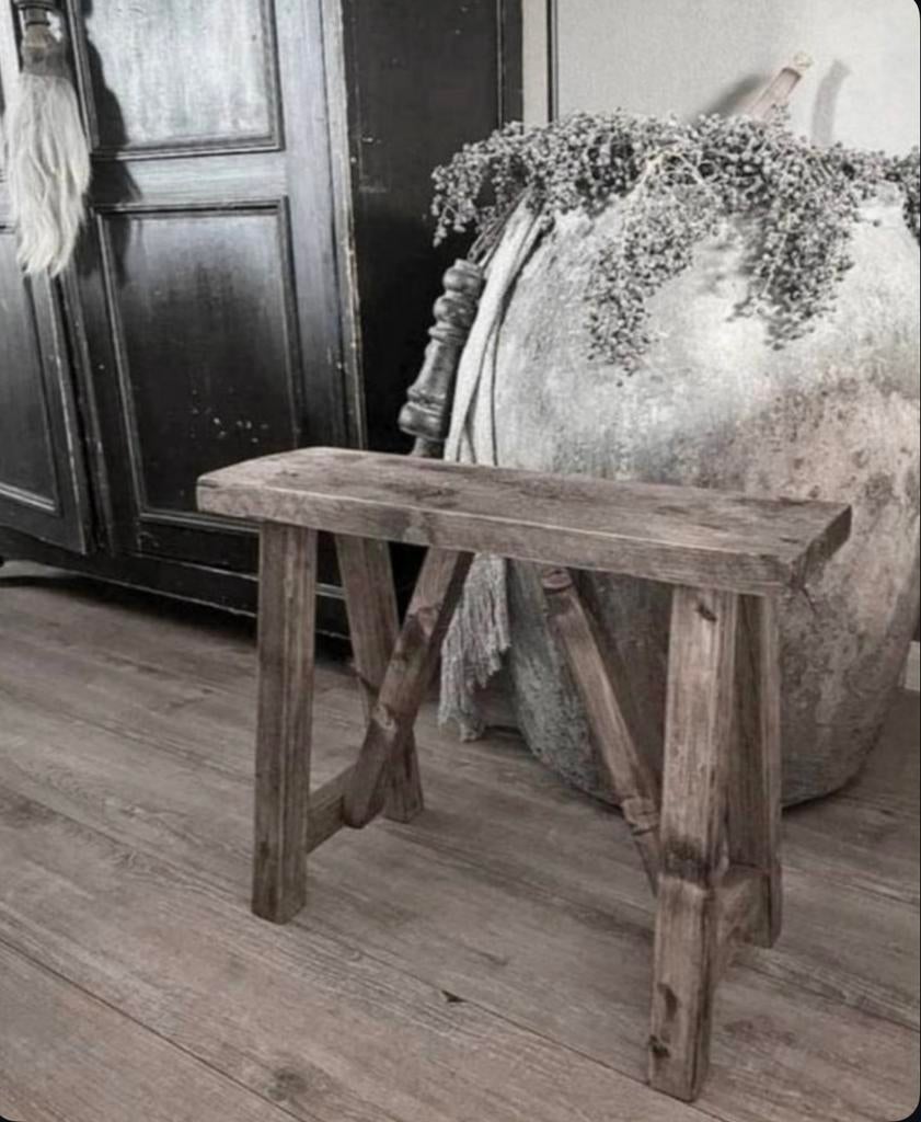 ~Stoer Sober Landelijk Houten Krukje/Bankje~, Huis en Inrichting, Woonaccessoires | Overige, Ophalen of Verzenden, Zo goed als nieuw