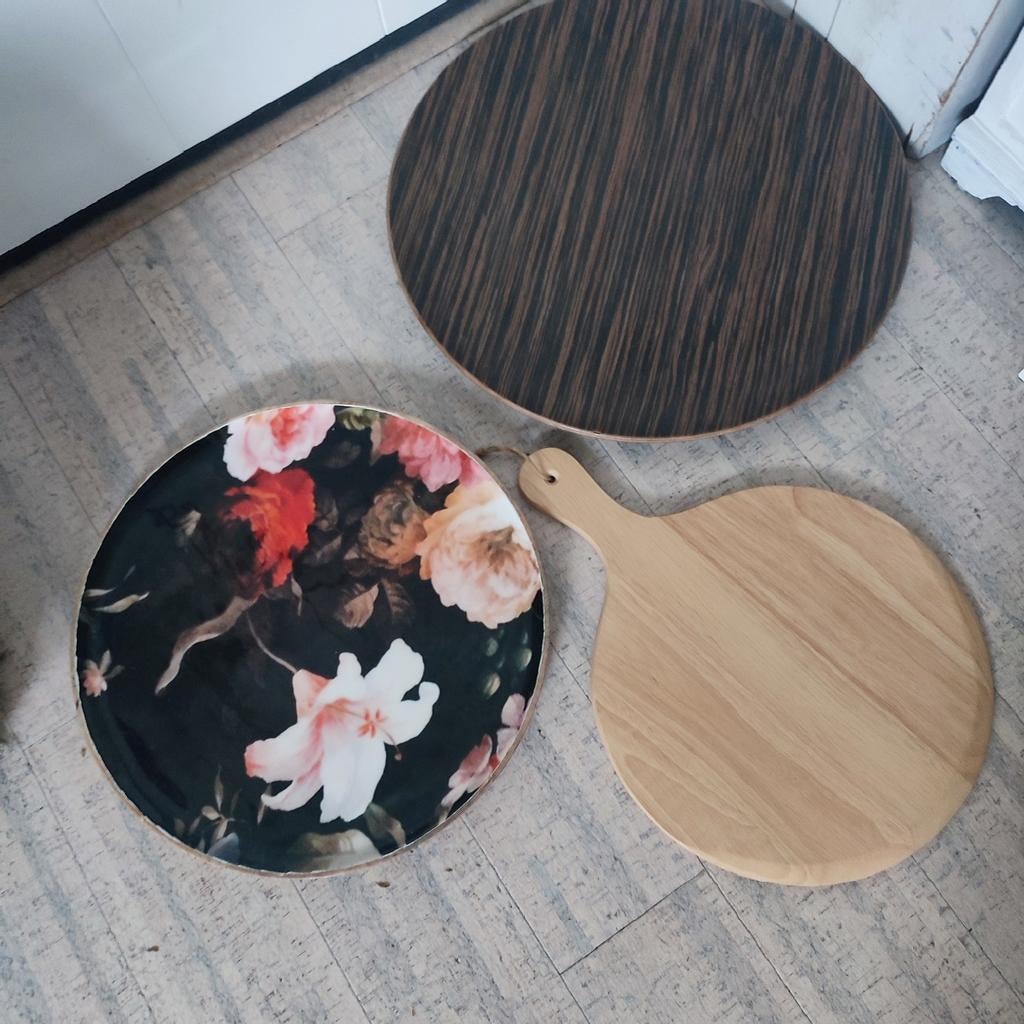 Ronde houten serveer plank dienblad onderzetter 33 - 50 cm, Ophalen of Verzenden
