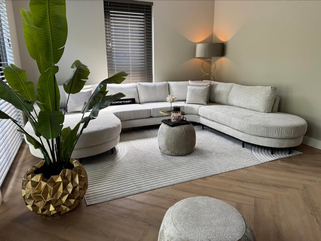 Luxe Teddy Velvet U-bank Rondo 200x375x270cm JAPANDI Uniek, Info@oosterbaanwonen.nl, Venus 31 8448CE Heerenveen, Hoekbank, Ophalen of Verzenden