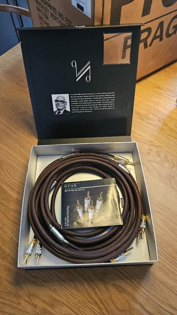 Quad QL 900 High End Luidsprekerkabel 2x3m Banana Plugs/Lock, Ophalen of Verzenden, Zo goed als nieuw, 2 tot 5 meter, Luidsprekerkabel
