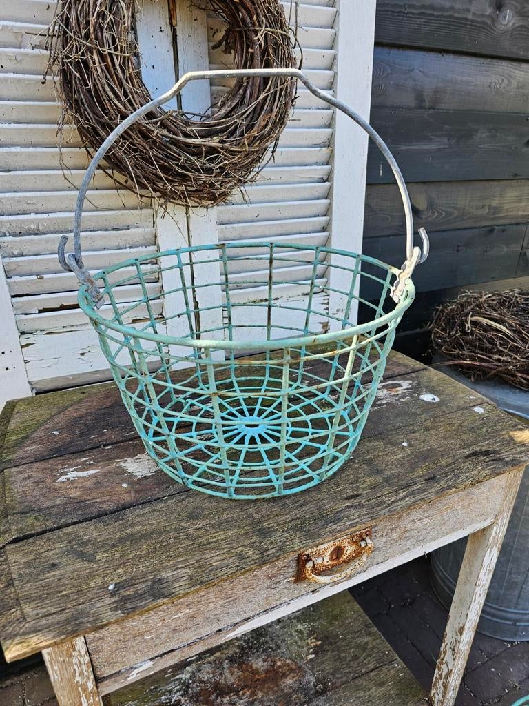 Brocante Franse Draadmand / Plukmand, Ophalen of Verzenden